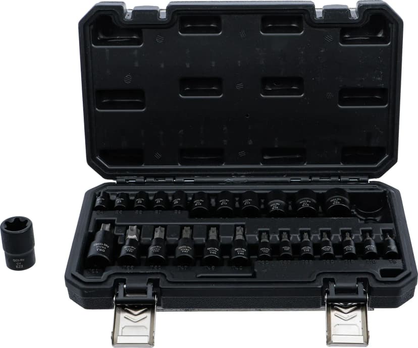 Nasadni ključ z bitom / set nasadnih ključev, pogon 6.3 mm (1/4"), 10 mm (3/8"), 12.5 mm (1/2"), E-profil / T-profil (za Torx), 25-delni