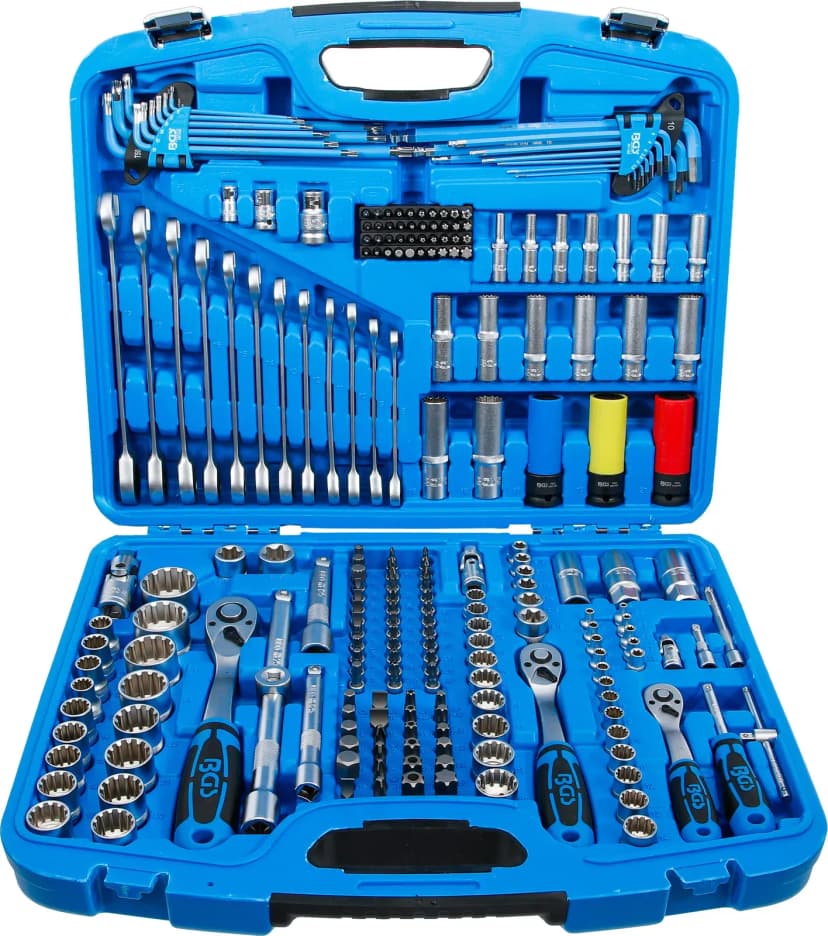 Set nasadnih ključev Gear Lock, pogon 6.3 mm (1/4") / 10 mm (3/8") / 12.5 mm (1/2"), 218-delni