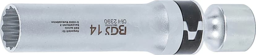 Nasadni ključ za svečke, 12-robni, z zadrževalno vzmetjo, pogon 10 mm (3/8"), 14 mm