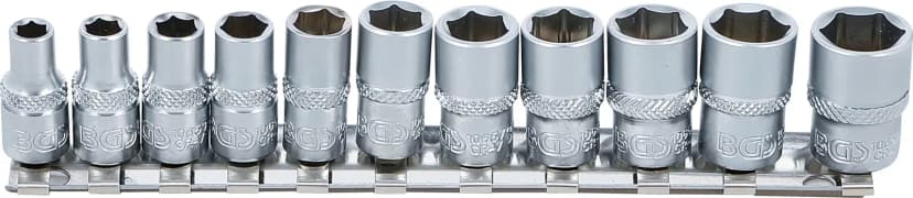Set nasadnih ključev, šestrobi, pogon 6.3 mm (1/4"), palčne velikosti, 11-delni