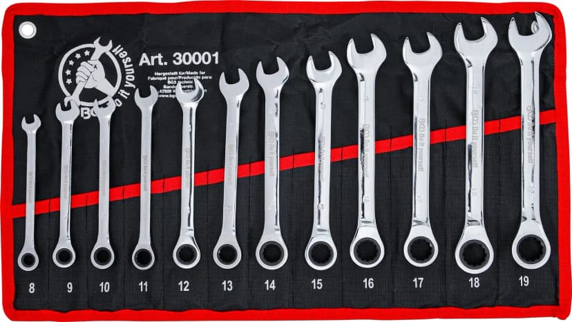 Set račnastih kombiniranih ključev, 8 - 19 mm, 12-delni