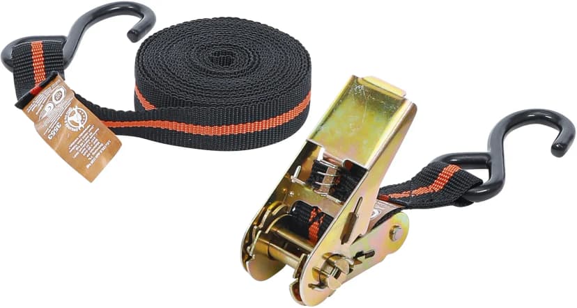 Pritrdilni trak z ragljo, z 2 trpežnima kavljema, 5 m x 24 mm
