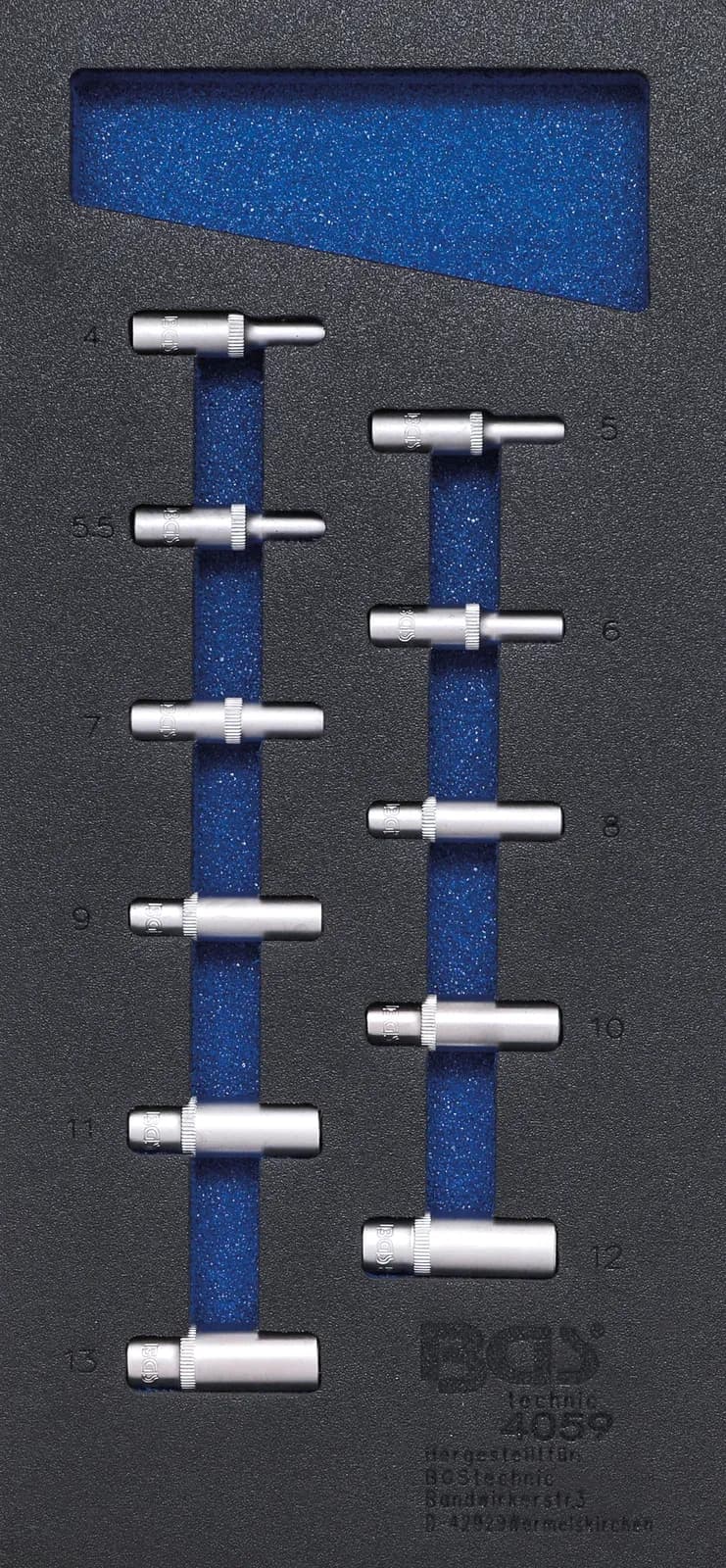 Modul za predal 1/3: Nasadni ključi, šestrobi, 6.3 mm (1/4"), 4 - 13 mm, globok, 11 kosov