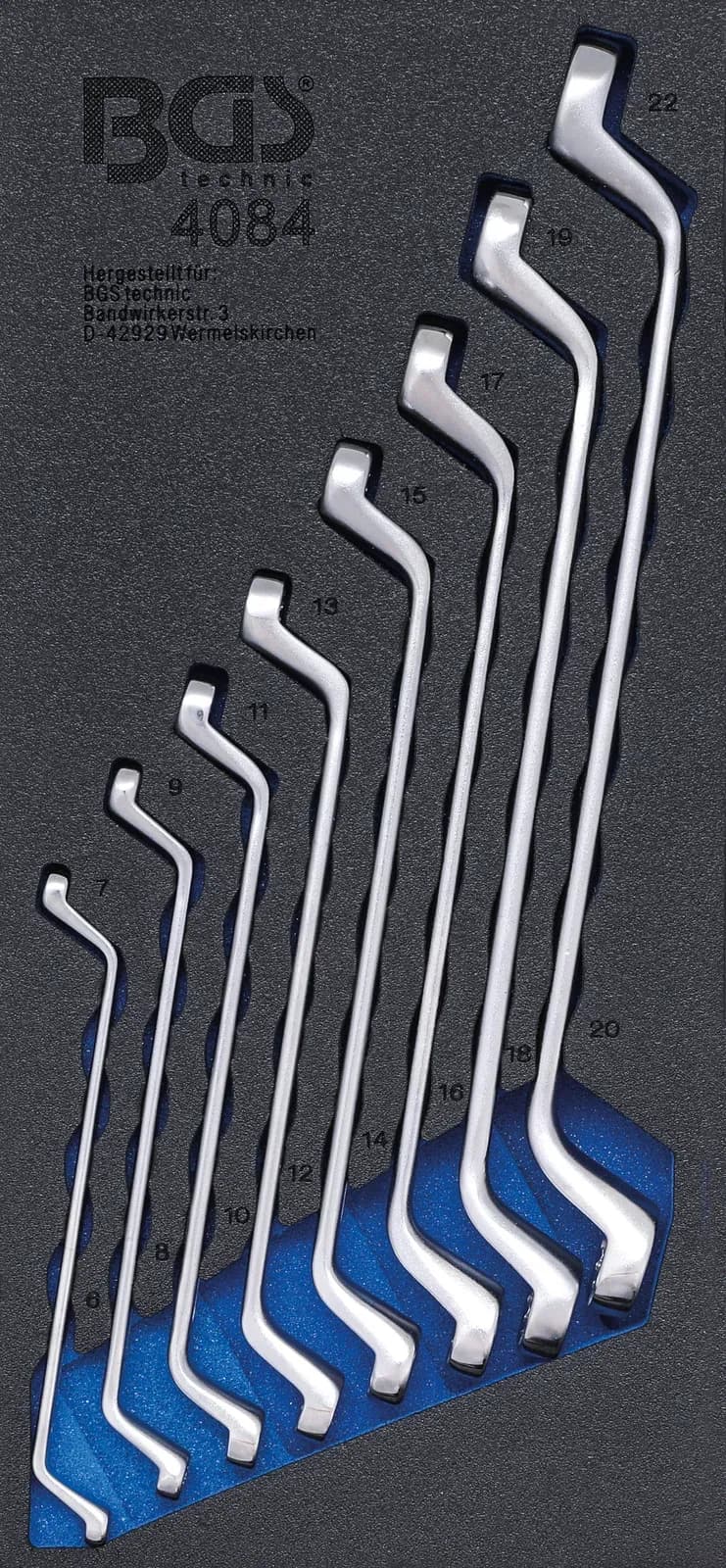 Modul za predal 1/3: set dvostranskih obročnih ključev, 6 x 7 - 20 x 22 mm, globoko zamaknjena konca, 8-delni