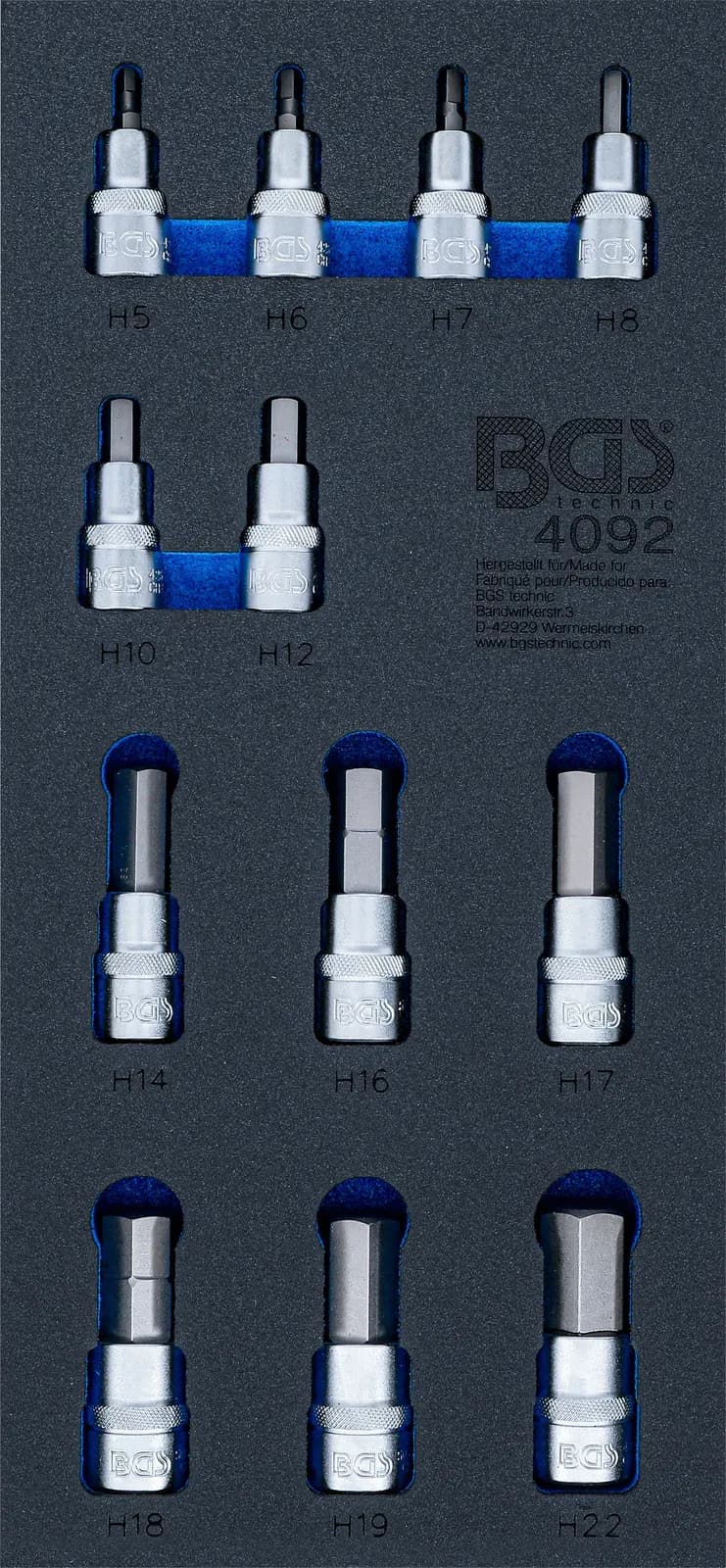 Modul za predal 1/3: set nasadnih ključev z bitom, notranji šestrob, 12.5 mm (1/2"), 12-delni