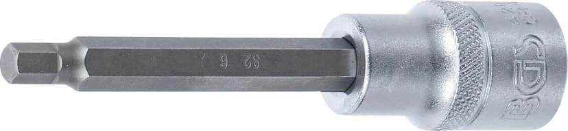 Nasadni ključ z bitom, dolžina 100 mm, pogon 12.5 mm (1/2"), notranji šestrob 6 mm