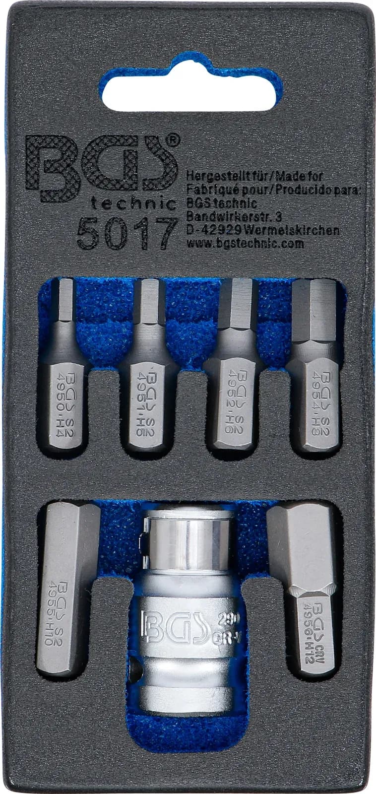Set izvijalnih bitov, šestrobi pogon 10 mm (3/8"), notranji šestrob, 7-delni