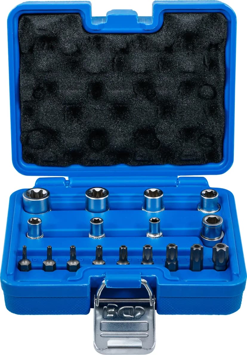 Set bitov in nasadnih ključev, E-profil / T-profil (za Torx), 17-delni