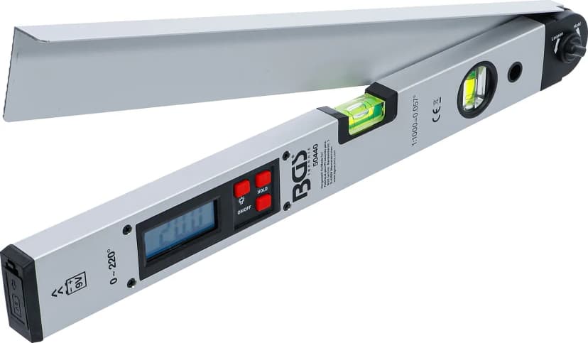 Digitalni LCD kotomer z libelo, 450 mm