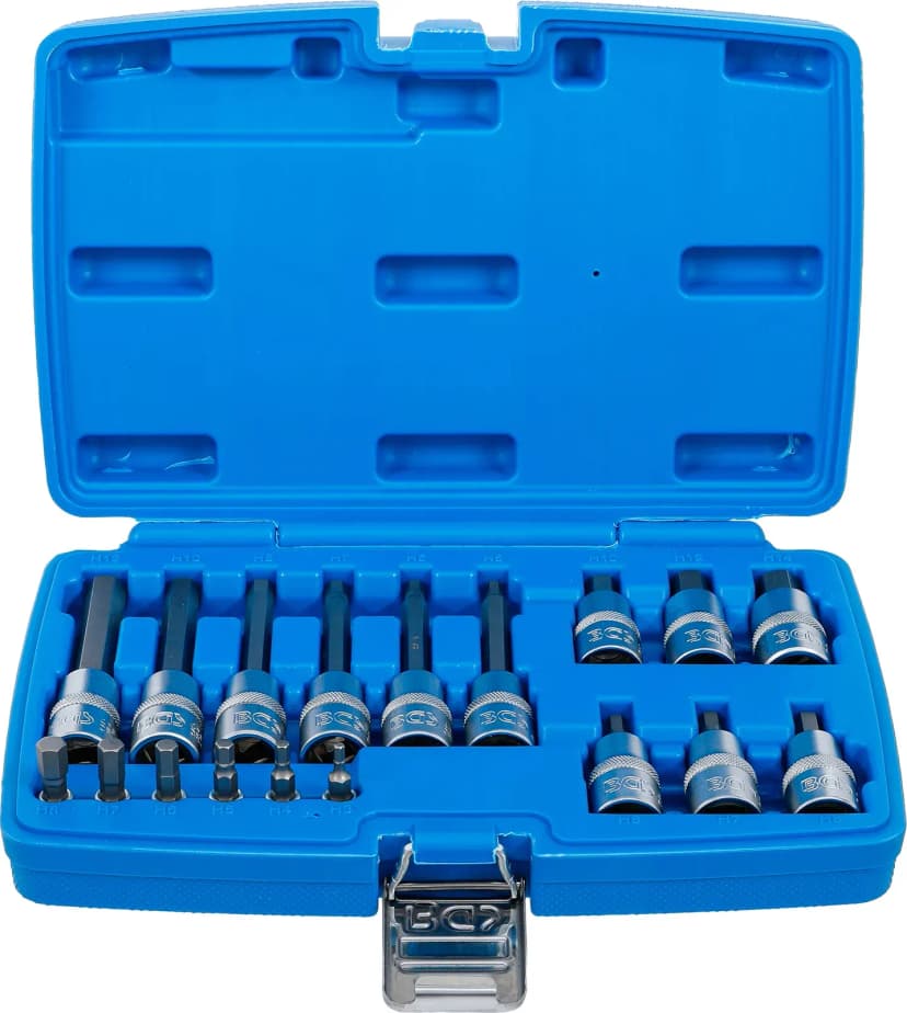 Set nasadnih ključev z biti, pogon 6.3 mm (1/4") / 12.5 mm (1/2"), notranji šestrob, 18-delni