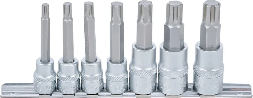 Set nasadnih ključev z biti, pogon 10 mm (3/8") / 12,5 mm (1/2"), zobati profil (za RIBE) M6 - M14, 7-delni