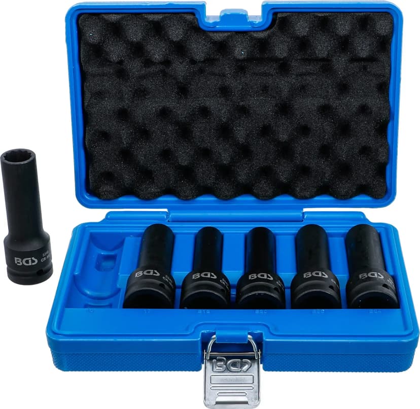 Set udarnih nasadnih ključev, E-profil, 12-robni, pogon 20 mm (3/4"), 6-delni
