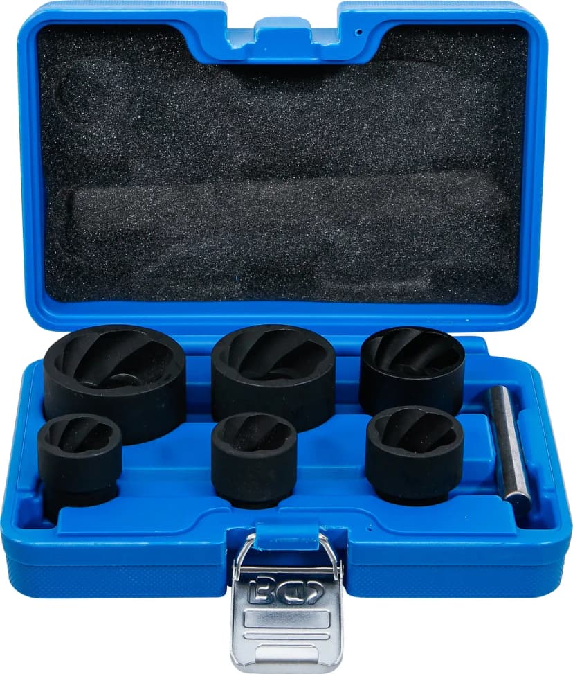 Set spiralnih nasadnih ključev (spiralni profil) / izvlekač vijakov, pogon 12.5 mm (1/2") + 20 mm (3/4"), 22 - 41 mm, 6-delni