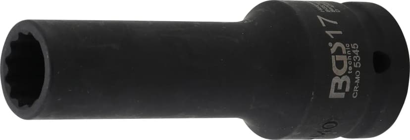 Udarni nasadni ključ, 12-robni, globok, pogon 20 mm (3/4"), 17 mm