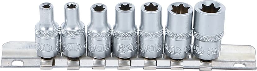 Set nasadnih ključev, E-profil, pogon 6.3 mm (1/4"), E4 - E11, 7-delni