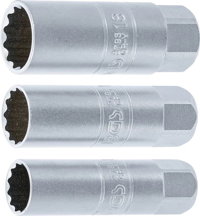 Set nasadnih ključev za svečke 12-robni, pogon 10 mm (3/8"), 14 - 16 - 18 mm, 3-delni