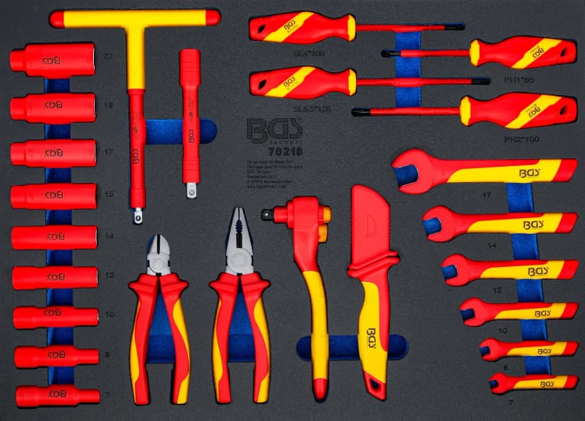 Modul za predal 3/3: set VDE nasadnih ključev, pogon 10 mm (3/8"), 26-delni