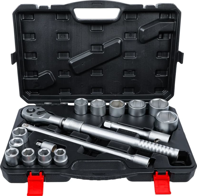 Set nasadnih ključev, s preklopno raglo, podaljšljivo, pogon 20 mm (3/4"), 19 - 50 mm, 16-delni