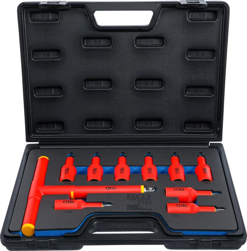 VDE set nasadnih ključev z biti, pogon 12.5 mm (1/2"), T-profil (za Torx) T20 - T55, 10-delni