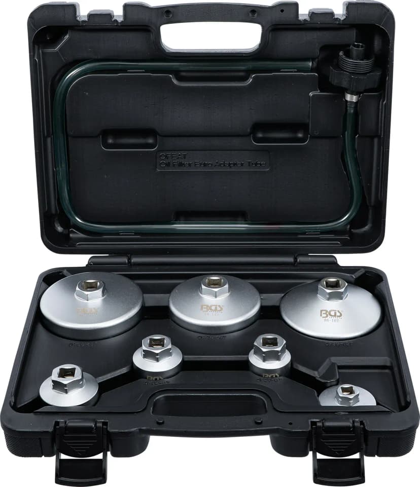 Set ključev za oljne filtre, z odtočno cevjo za oljni filter, za VAG, BMW, Citroën, Peugeot, Ford, Mercedes-Benz, Opel / Vauxhall, Volvo, 8-pcs.