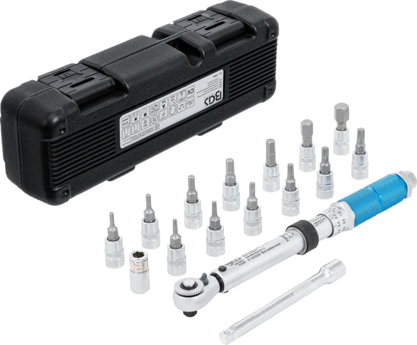 Set momentnih ključev, 6.3 mm (1/4"), 3 - 24 Nm, 16-delni