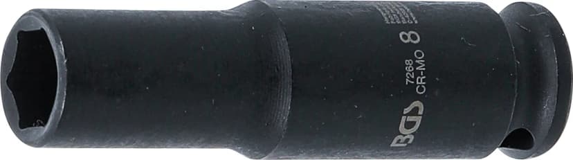 Udarni nasadni ključ, šestrobi, globok, pogon 6,3 mm (1/4"), 8 mm