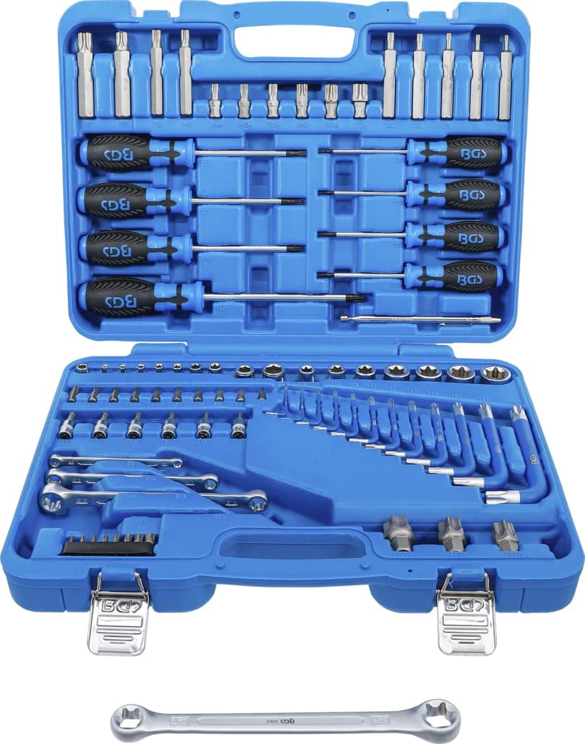 Set orodja, 6.3 mm (1/4") + 12.5 mm (1/2"), E-profil / T-profil (za Torx), 84-delni