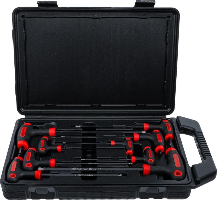 Set L-ključev s T-ročajem, notranji šestrob, 2 - 10 mm, 9-delni