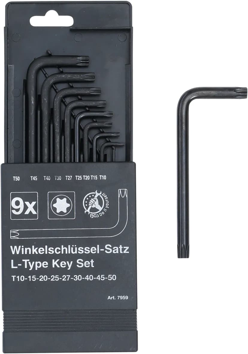 Set L-ključev, T-profil (za Torx) T10 - T50, 9-delni