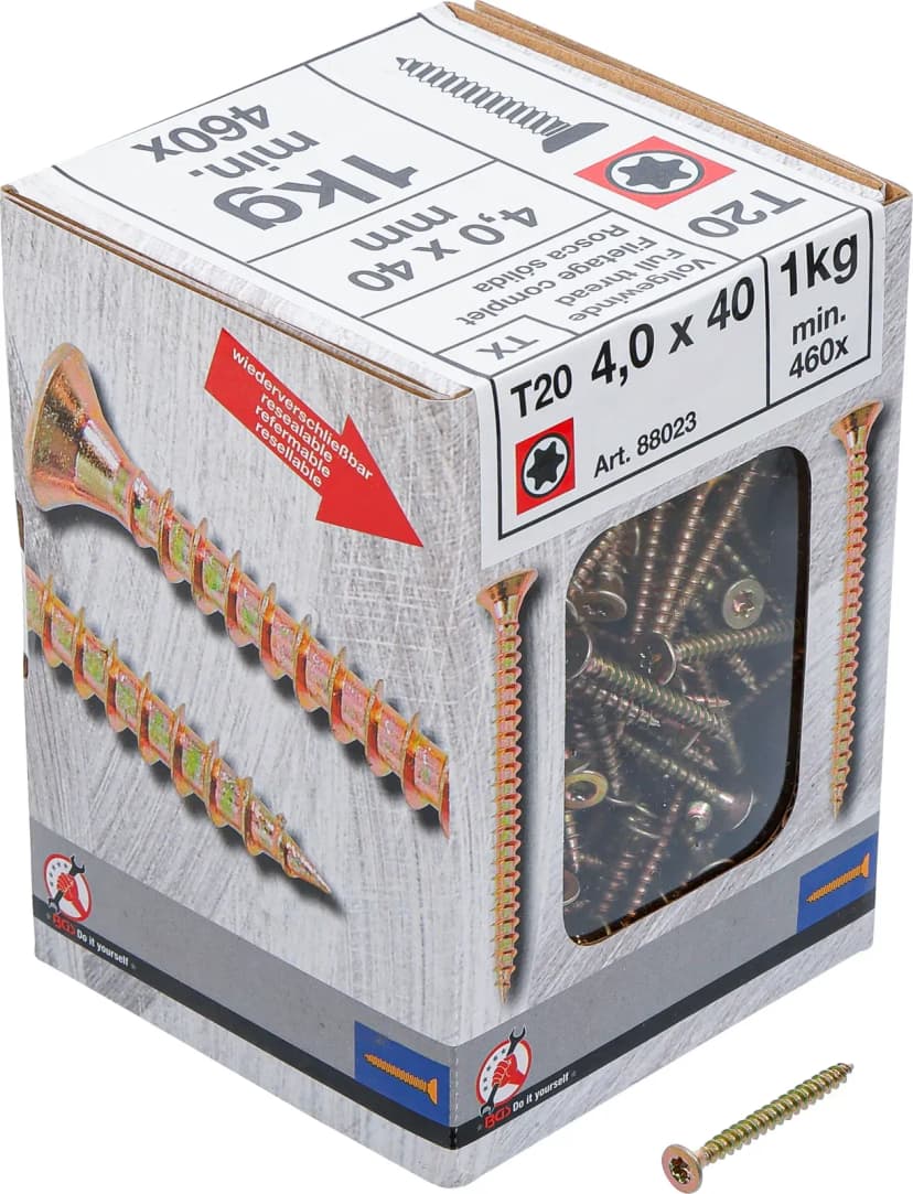 Večnamenski vijaki, T-profil (za Torx) T20, 4.0 x 40 mm, 1kg / 460 pcs.