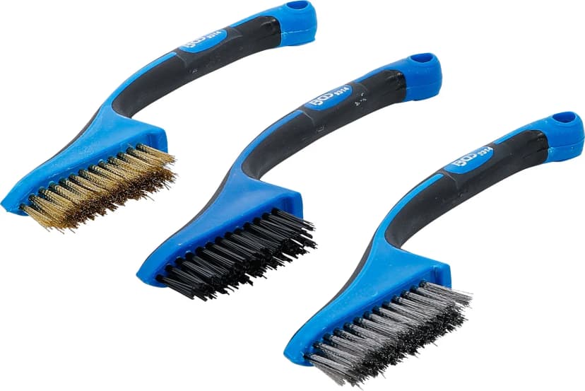 Set mini krtač, najlon, medenina, nerjavno jeklo, 165 mm, 3-delni