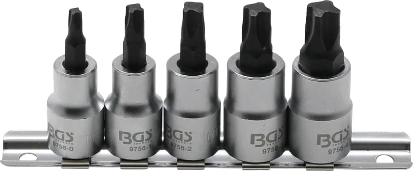 Set nasadnih ključev z biti, pogon 10 mm (3/8"), 4-krak profil (za MTS-Mortorq) MTS0 - MTS04, 5-delni