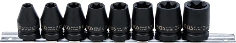 Set udarnih nasadnih ključev E-Star, pogon 12.5 mm (1/2"), E10 - E24 mm, 8-delni